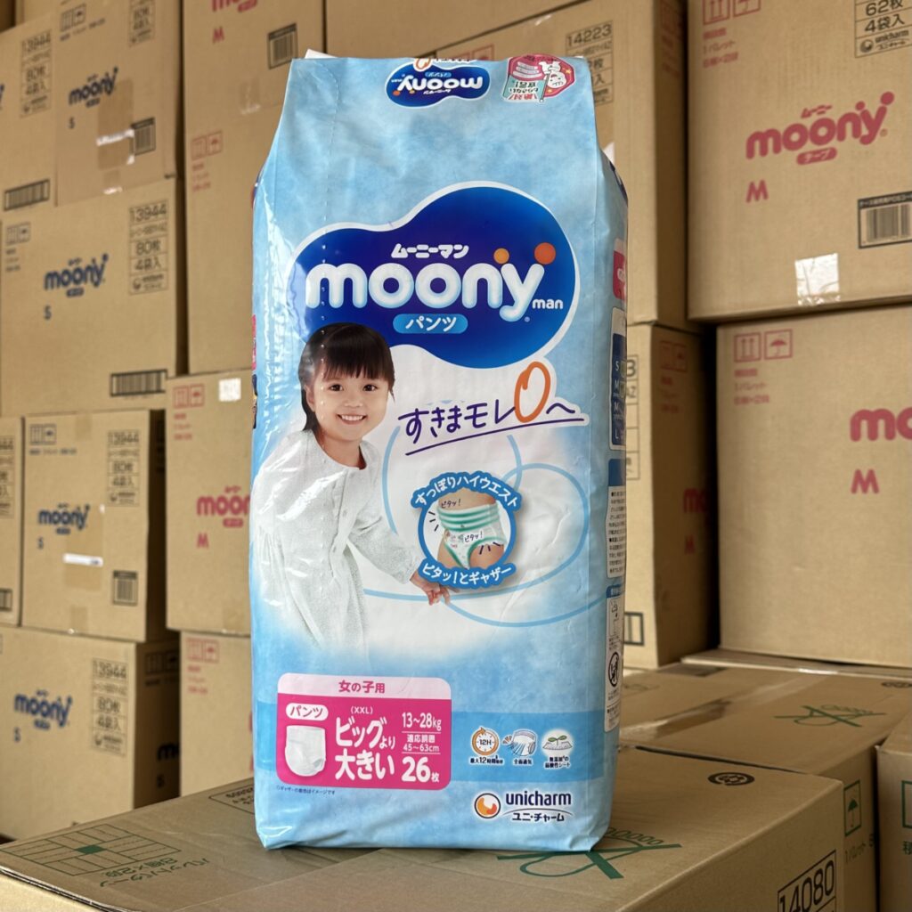 Sauskelnės kelnaitės mergaitėms MOONY 13-28 kg. - Japoniškos sauskelnės